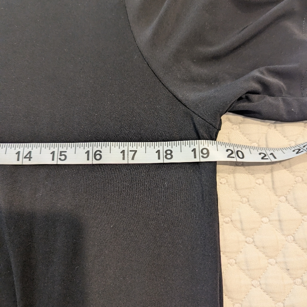 ANNE KLEIN Black Short-Sleeve Top With Side Tie/Gather Large - Picture 9 of 9